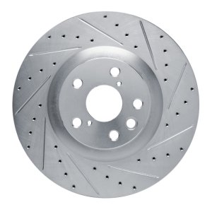 Lexus GS450H Brake Rotor (1) - Front - R1 Concepts - Drilled & Slotted - Silver - `11-`25